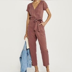 Abercrombie and Fitch rust red short sleeve utility jumpsuit, size M